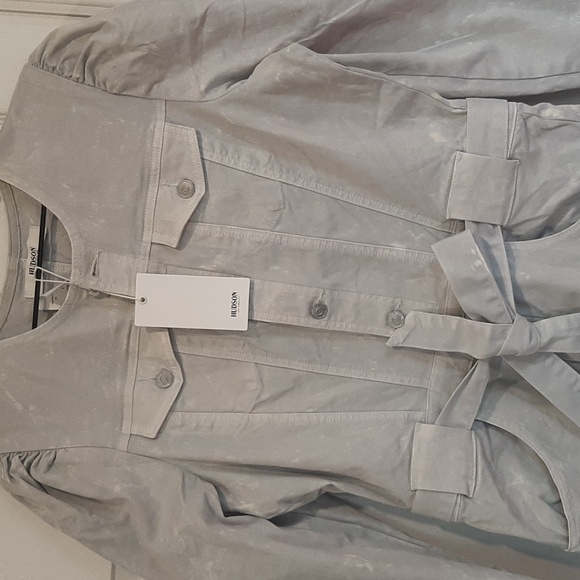 Hudson Women's Denim Long Puff Sleeve in Antarctica color Jumpsuit medium price - Picture 6 of 13